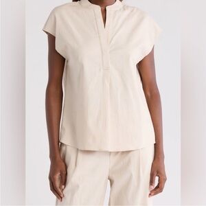 NWT Vince Cream short sleeve v neck popover cap sleeve Blouse shirt